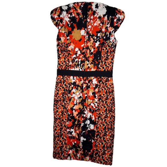 French Connection Dress Size 6 V-Neck Sheath Bold Floral Colorblock Workwear - Picture 5 of 7
